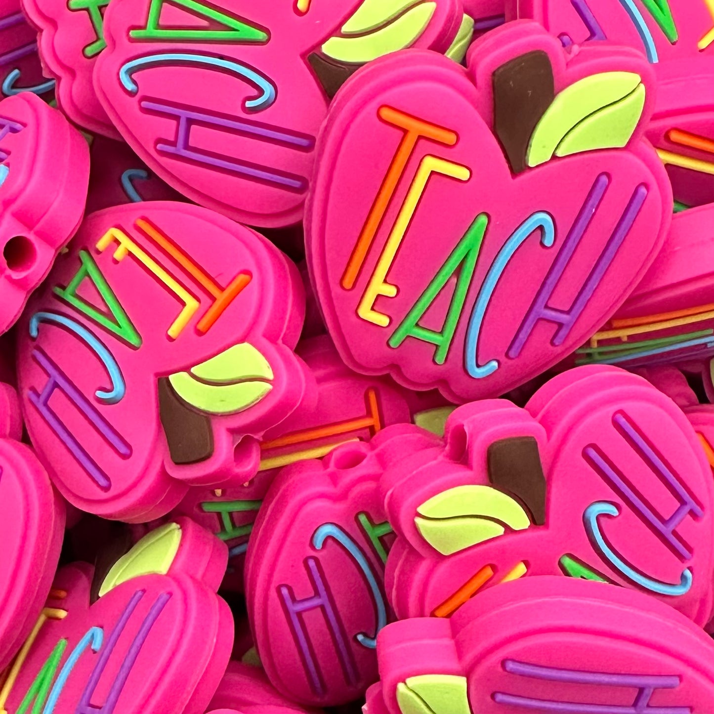 Focal Bead, Teach Apple-Pink