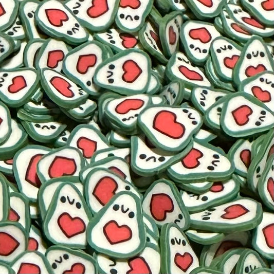 Polymer Clay Slices, Smiling Avocado