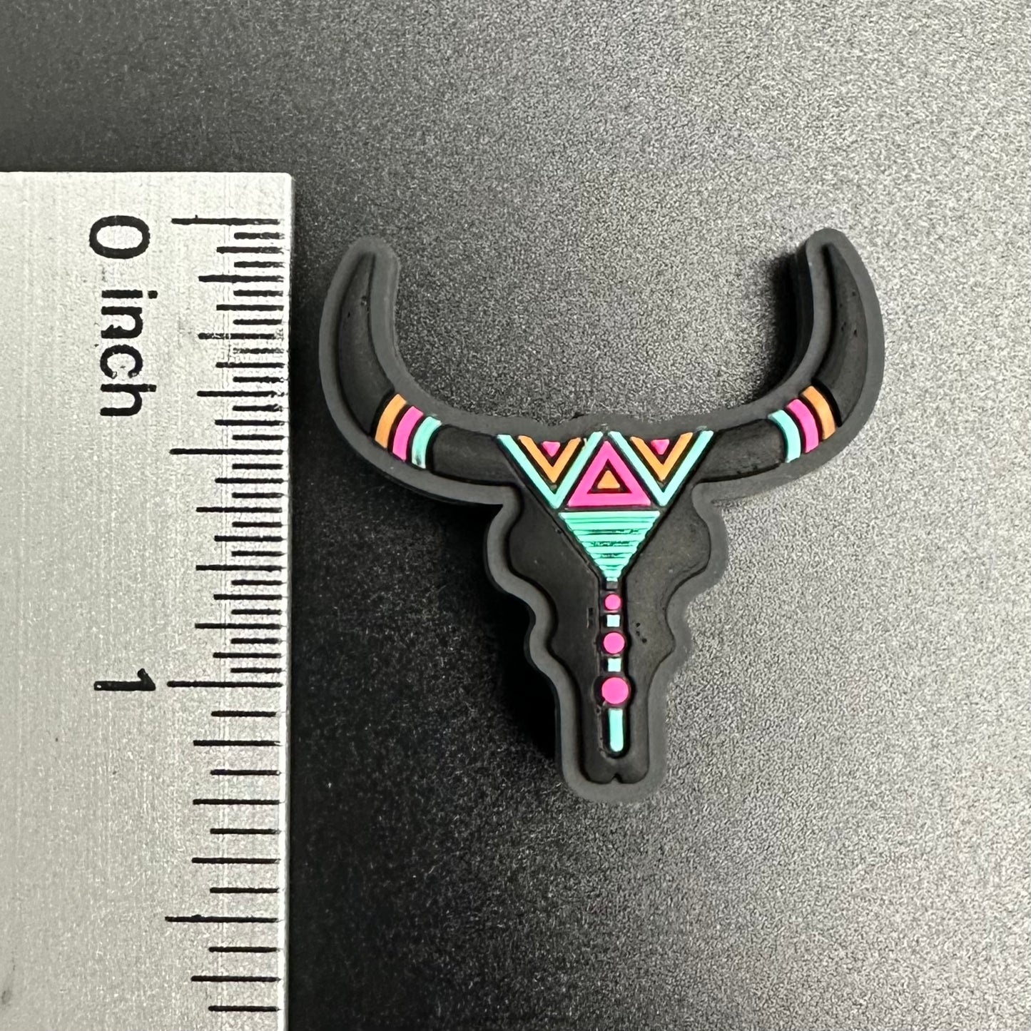 Focal Bead, Southwest Cow Skull-Black