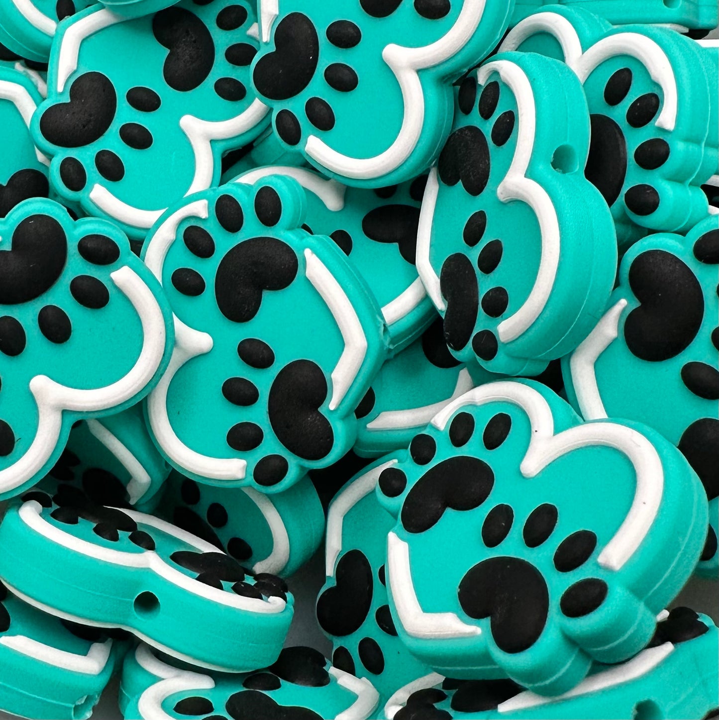 Focal Bead, Puppy Paws Heart