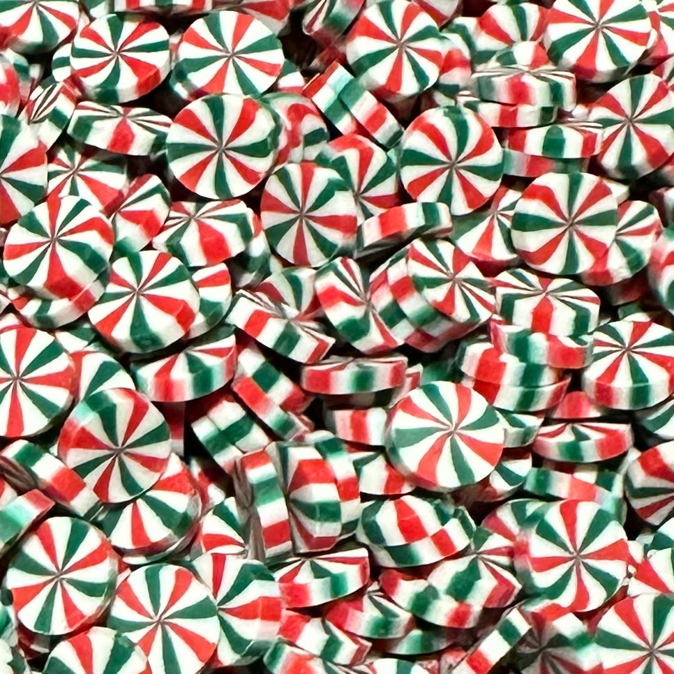 Polymer Clay Slices, Red and Green Mint Candy