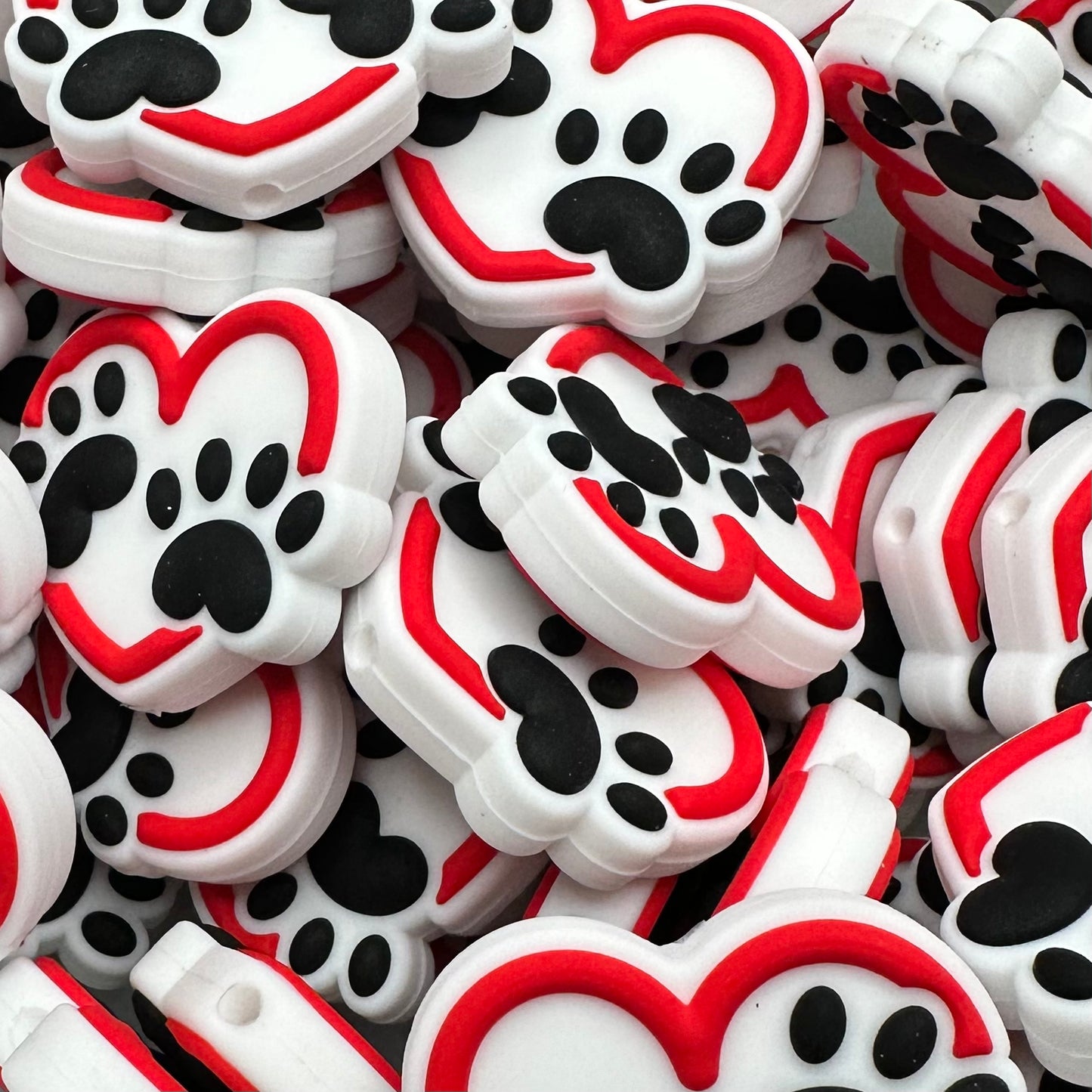 Focal Bead, Puppy Paws Heart
