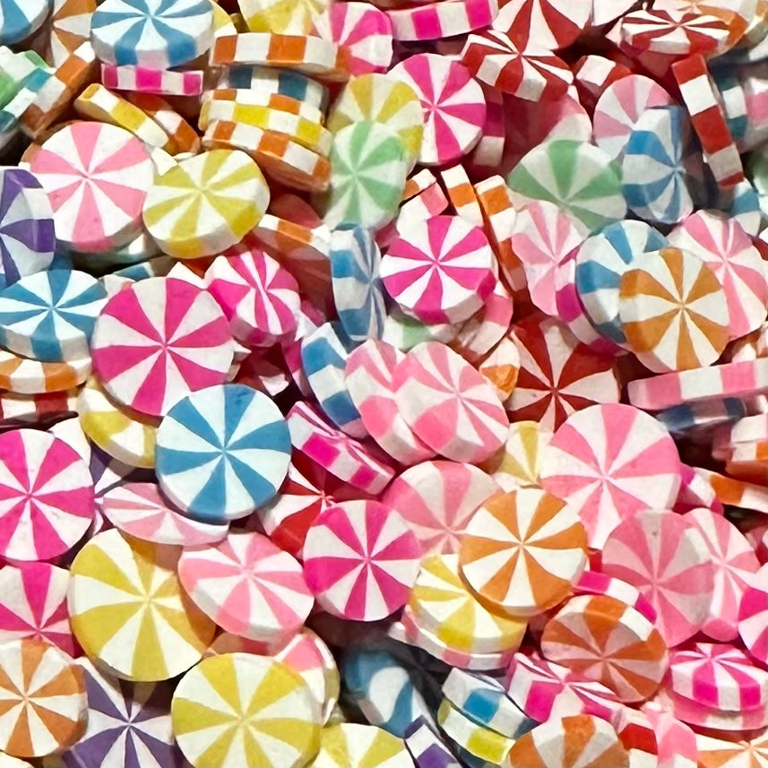 Polymer Clay Slices, Multi Color Striped Candy