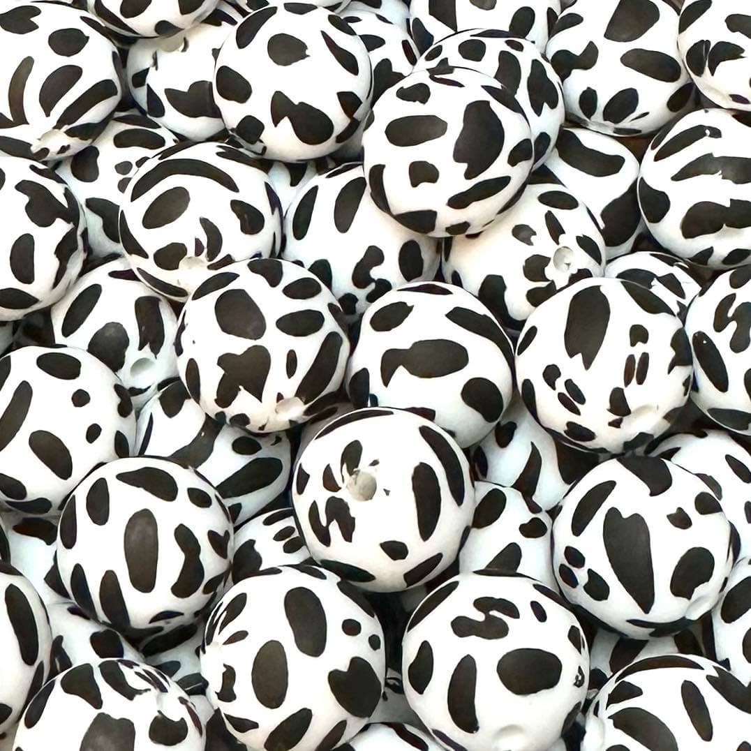 15 mm Printed Silicone Bead, Cow