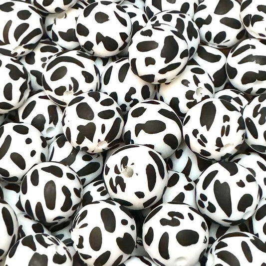15 mm Printed Silicone Bead, Cow