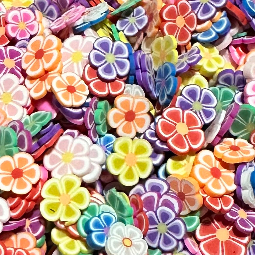 Polymer Clay Slices, Multi Color Flowers – HerArts Glitter Co.