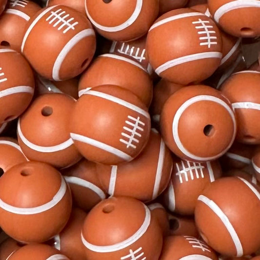 15 mm Printed Silicone Bead, Football