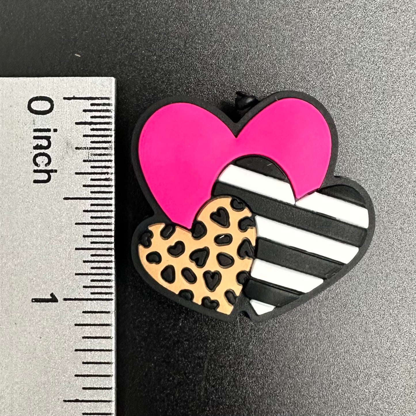 Focal Bead, Triple Hearts-Pink