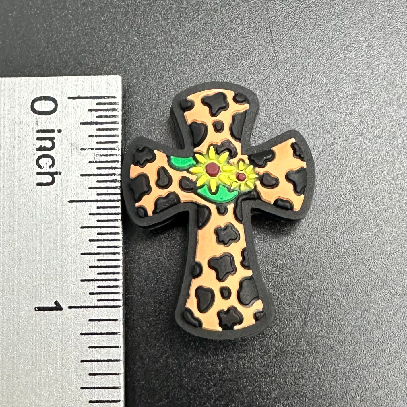 Focal Bead, Cow Print Cross-Peach