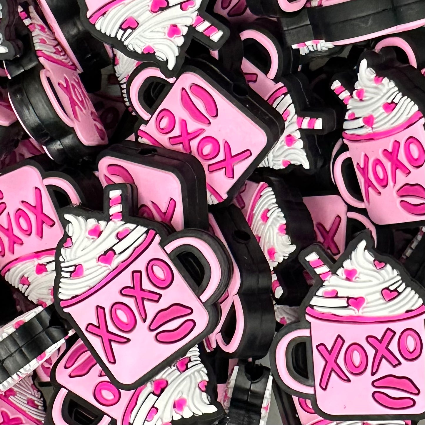 Focal Bead, XOXO Pink Hot Chocolate