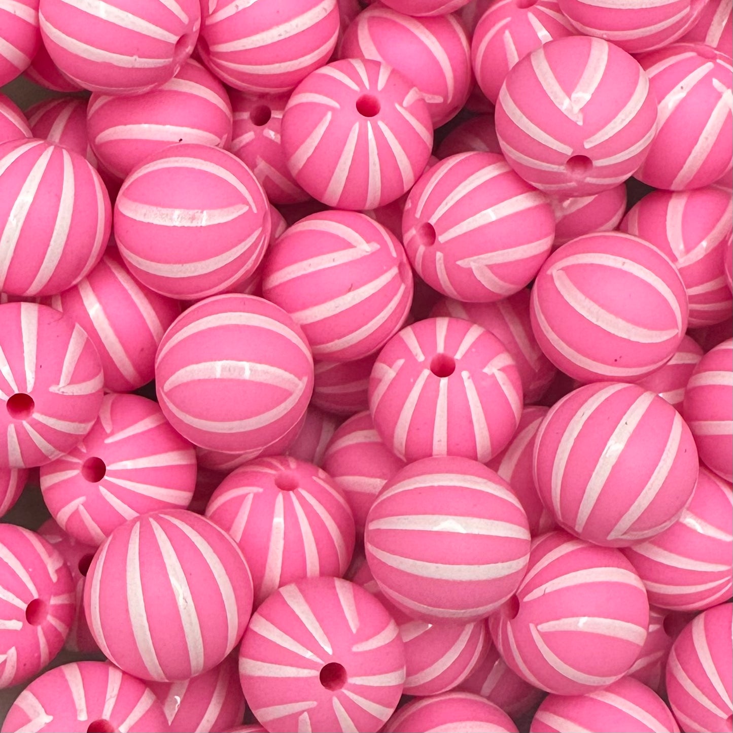 15 mm Printed Silicone Bead, Pink Orb