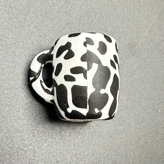Focal Bead, Silicone Coffee Cup Bead, Cow Print