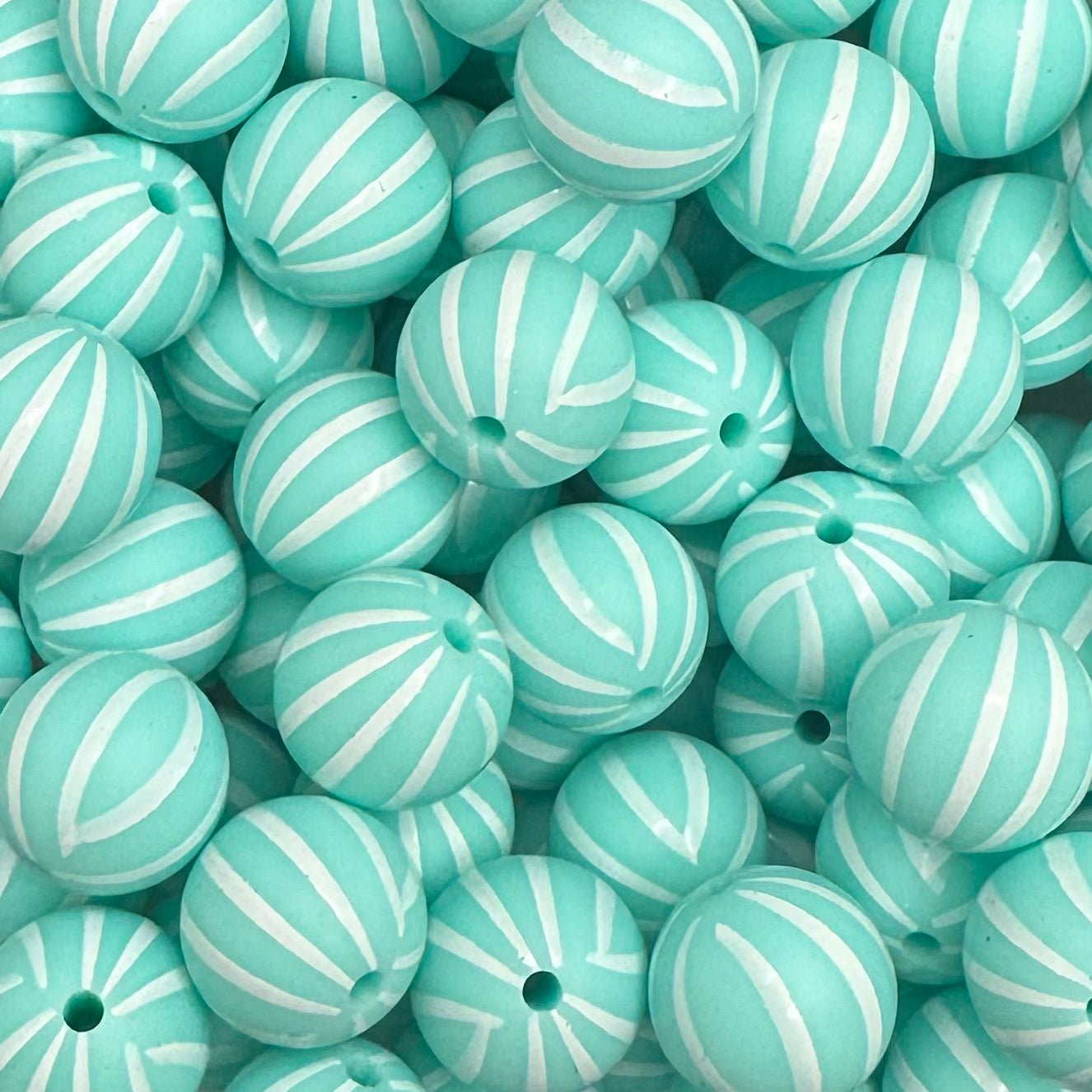 15 mm Printed Silicone Bead, Aqua Orb