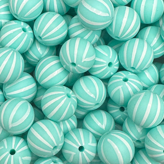 15 mm Printed Silicone Bead, Aqua Orb