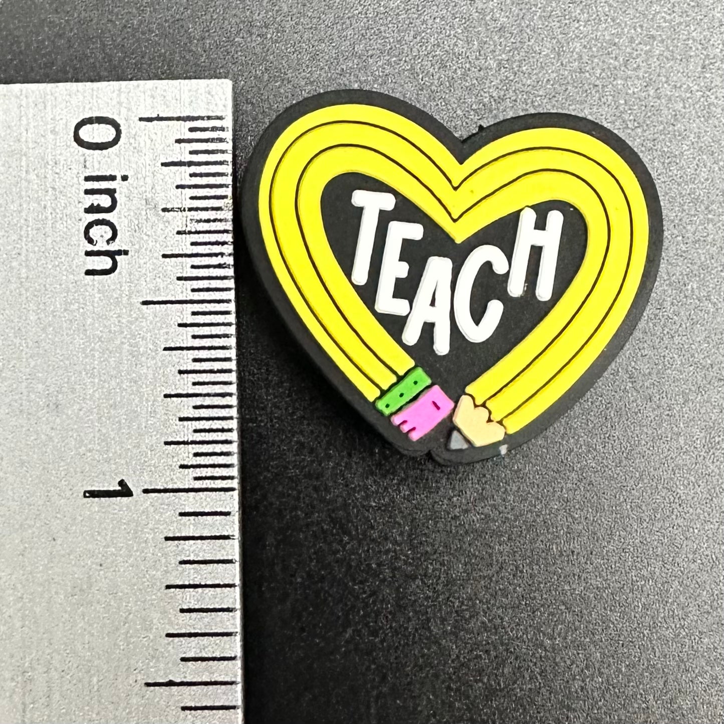 Focal Bead, Teach Heart-White Text