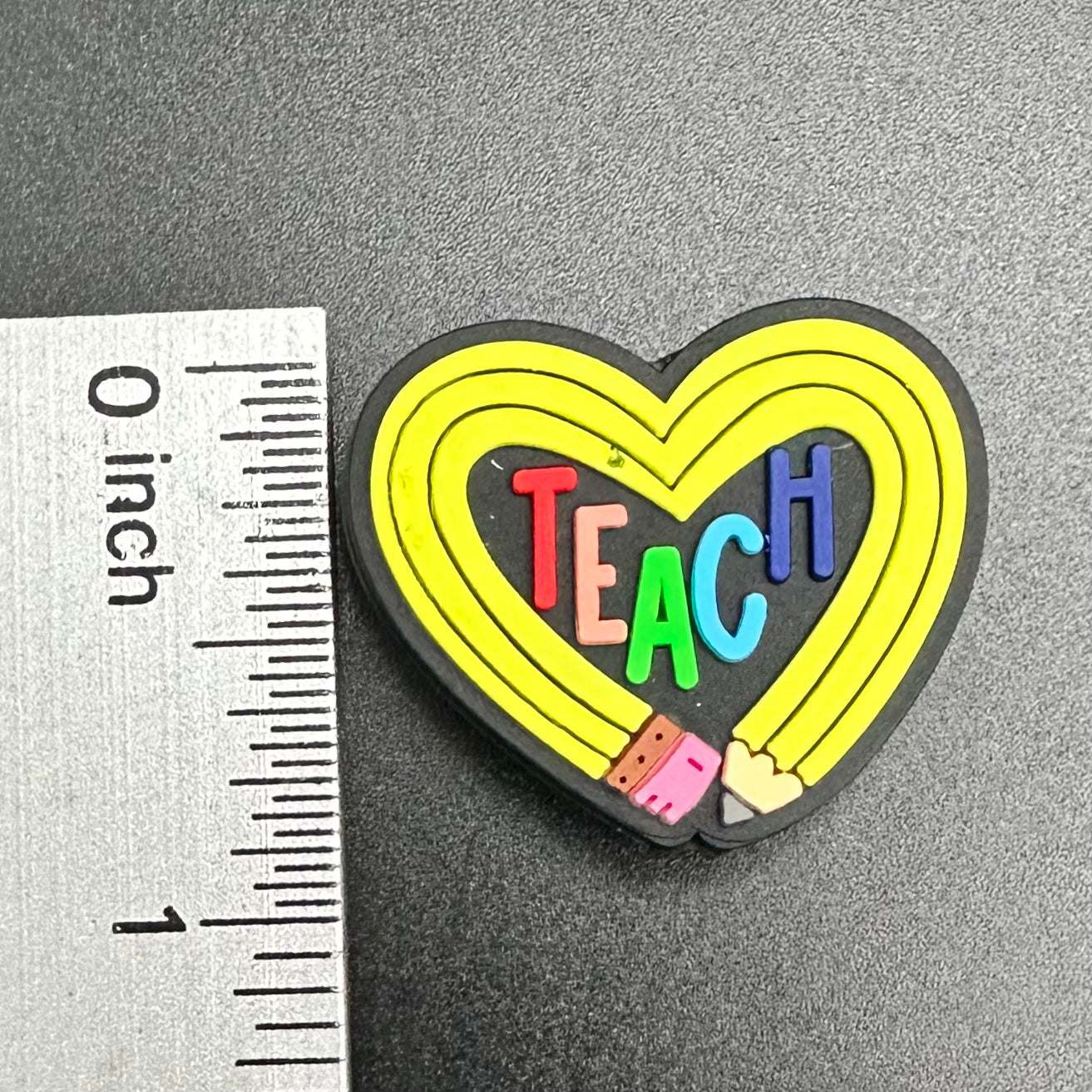 Focal Bead, Teach Heart-Colored Text