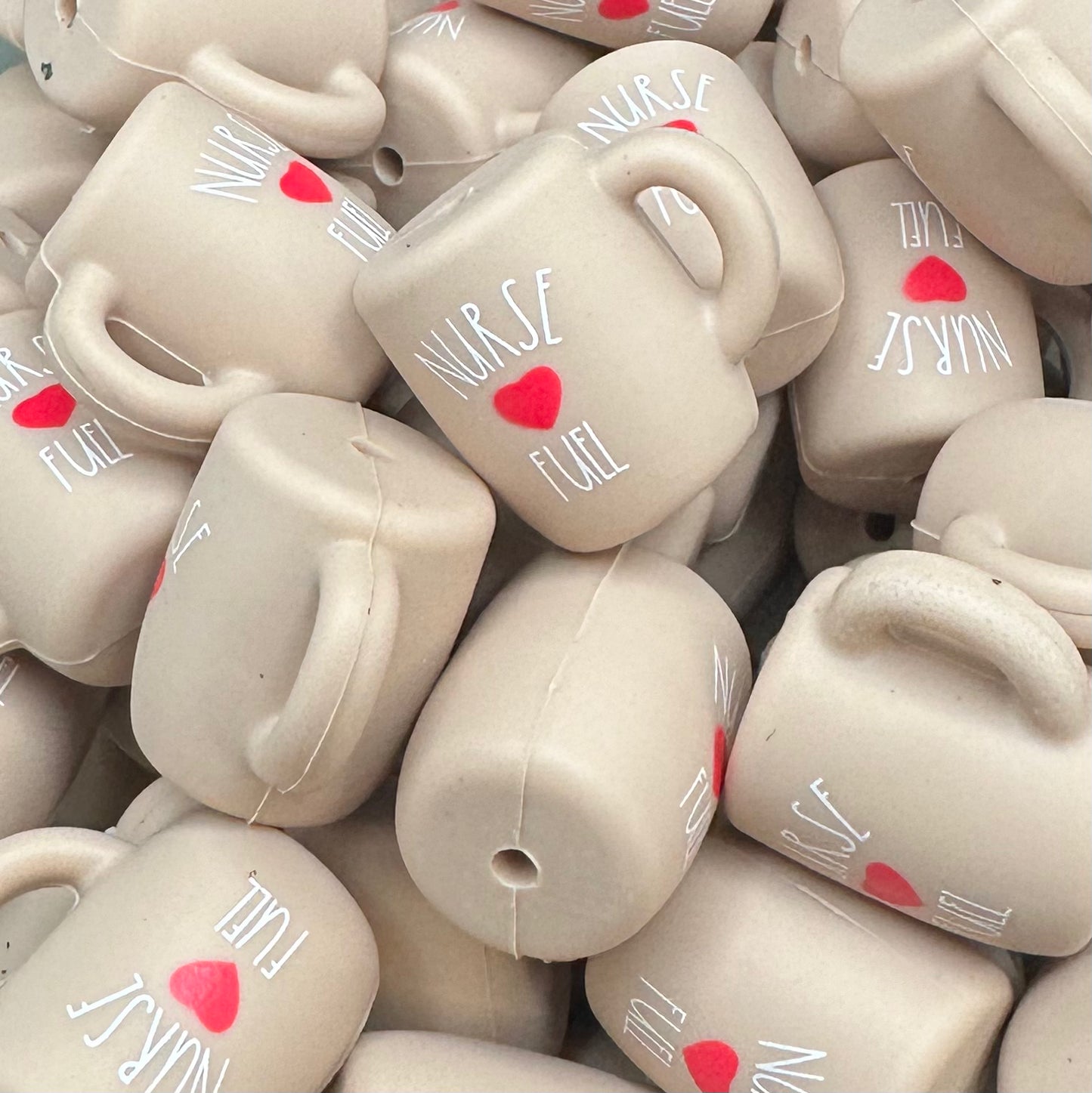 Focal Bead, Silicone Coffee Cup Bead, Nurse Fuel