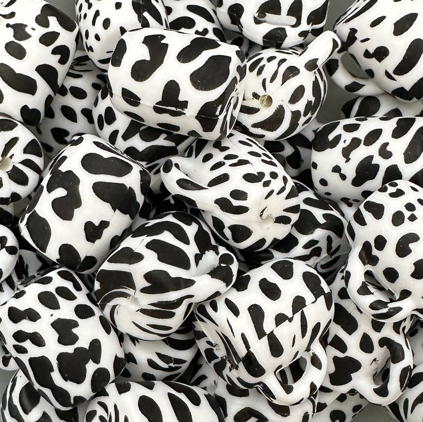 Focal Bead, Silicone Coffee Cup Bead, Cow Print