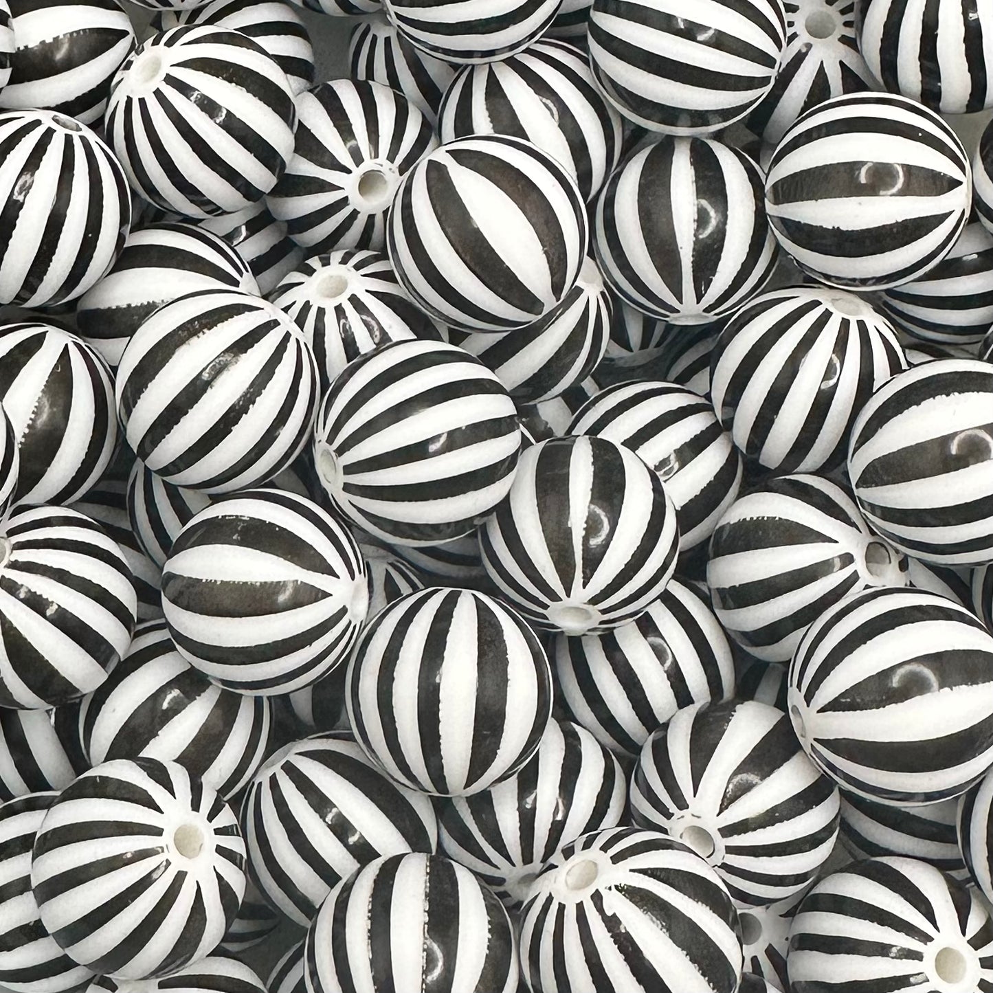 15 mm Printed Silicone Bead, Black Orb