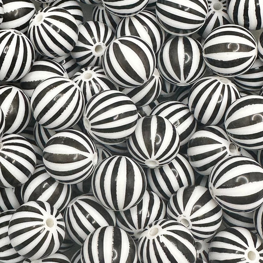 15 mm Printed Silicone Bead, Black Orb