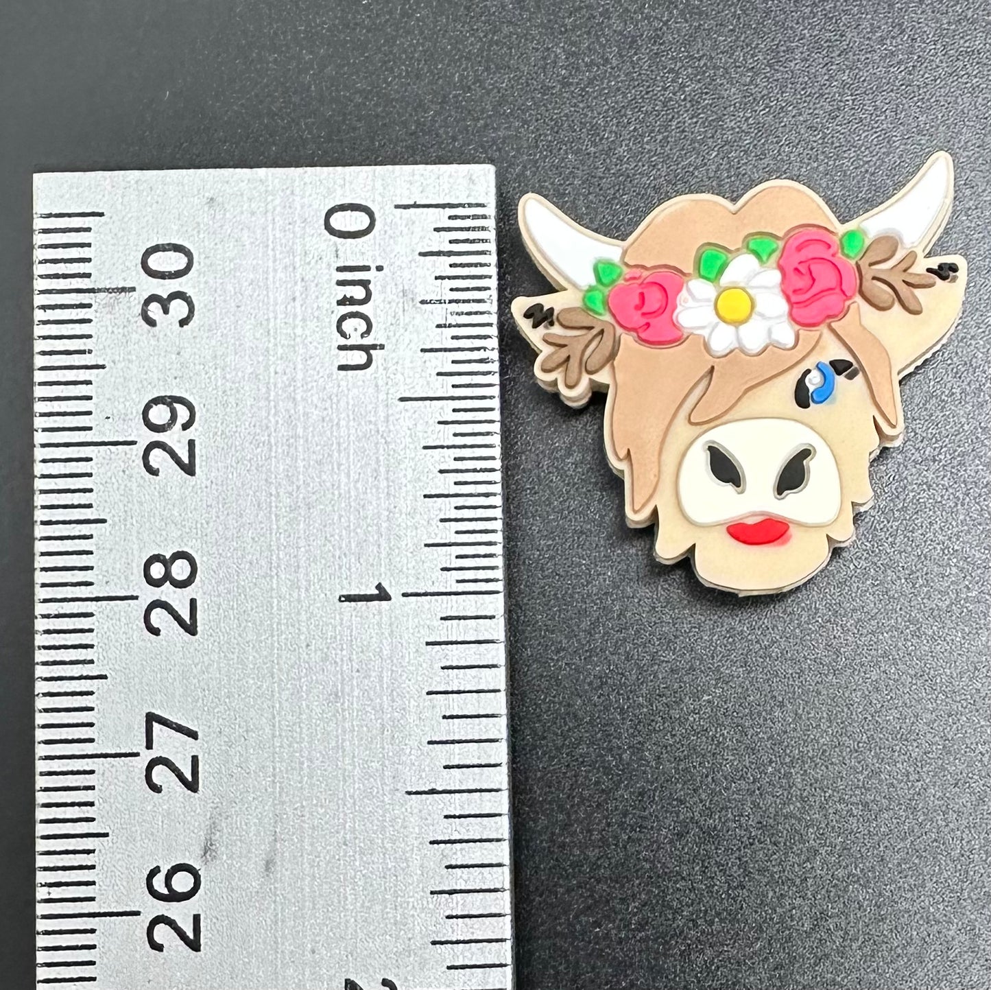 Focal Bead, Highland Cow Floral Wreath