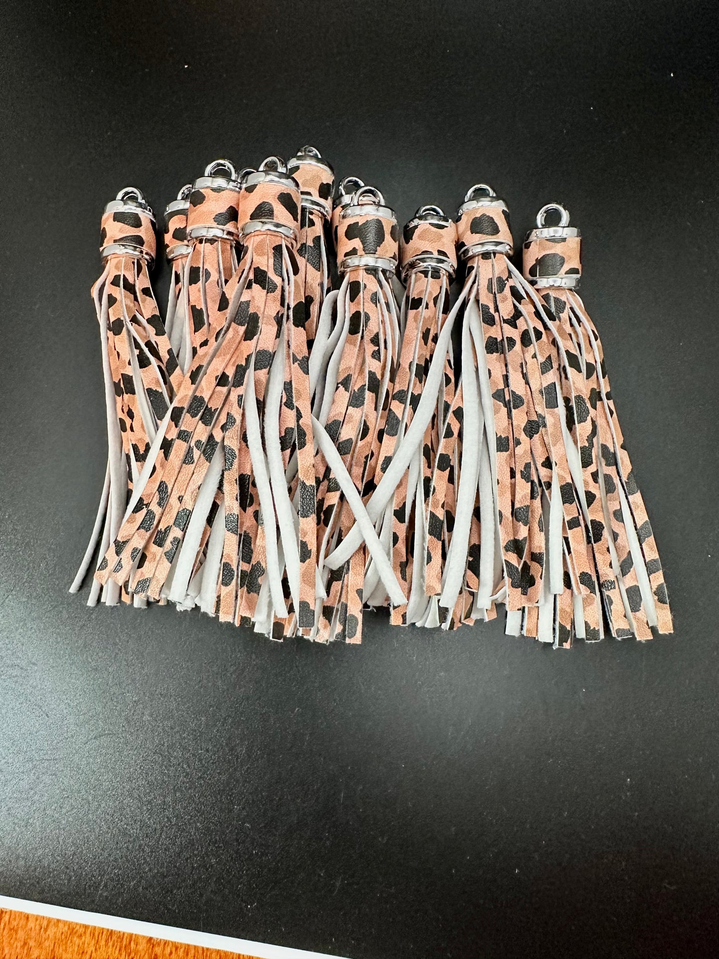 4” Leather Tassels, Cow Print