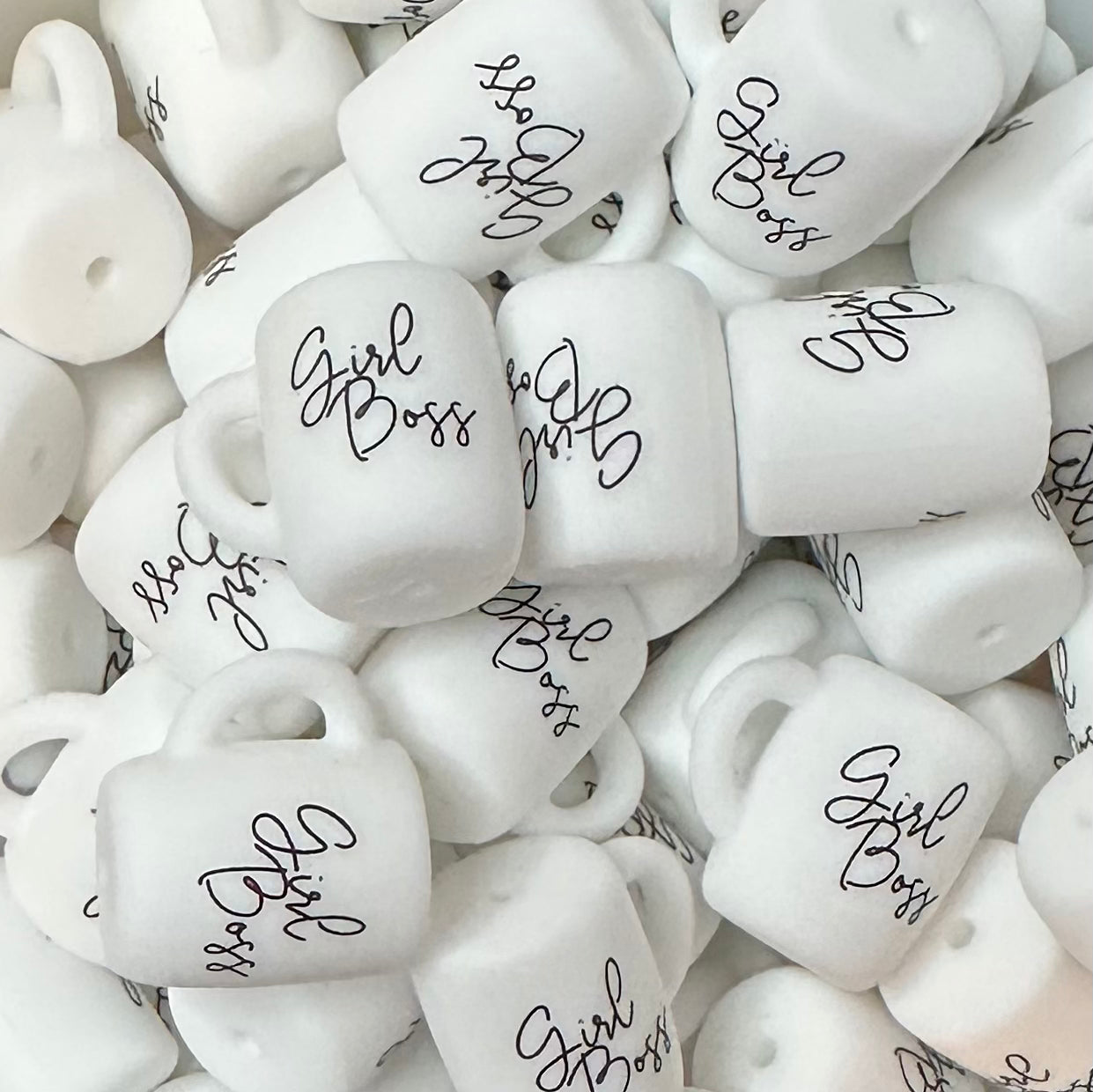 Focal Bead, Silicone Coffee Cup Bead, Girl Boss
