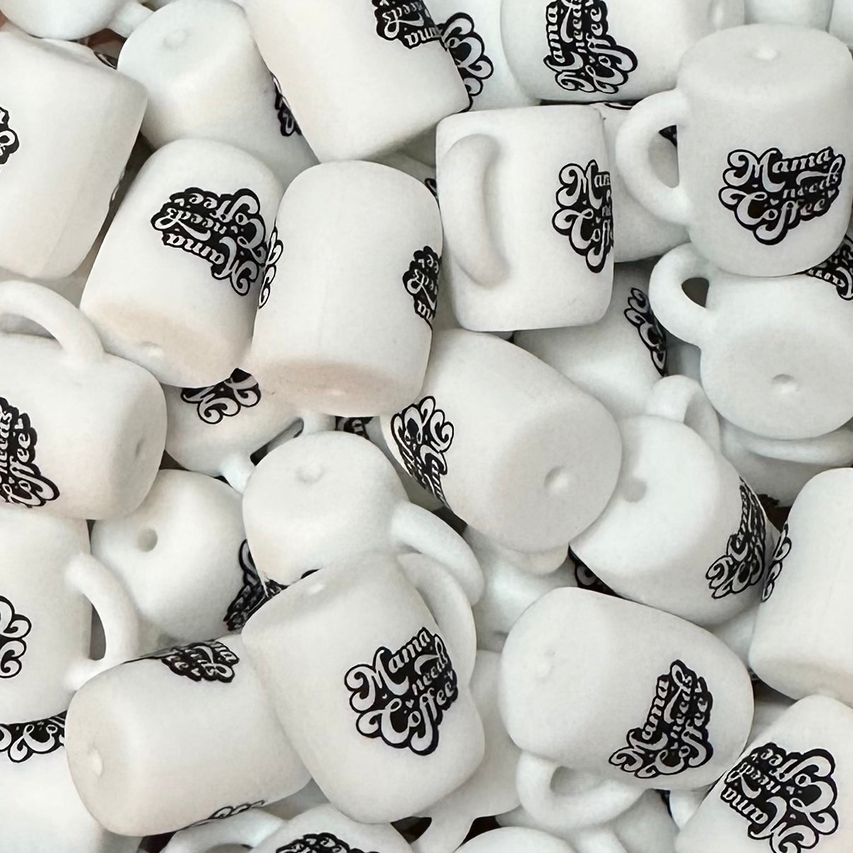 Focal Bead, Silicone Coffee Cup Bead, Mama needs Coffee