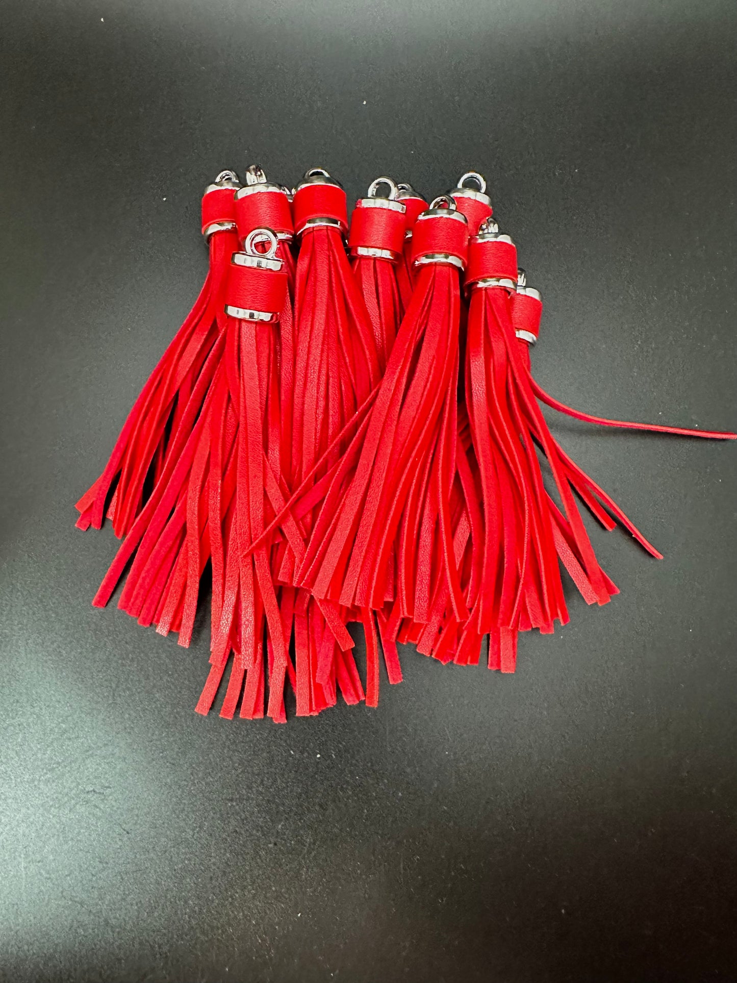 4” Leather Tassels, Scarlet