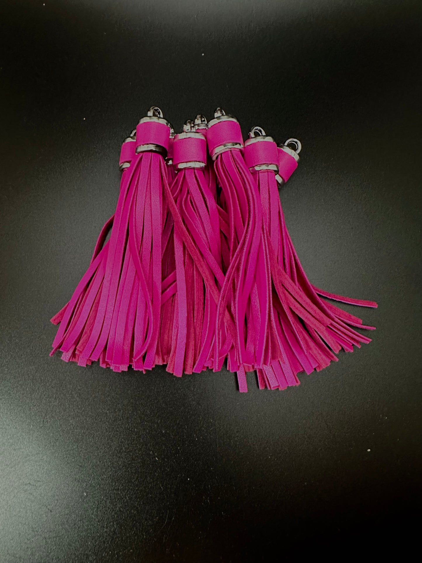 4” Leather Tassels, Fuchsia