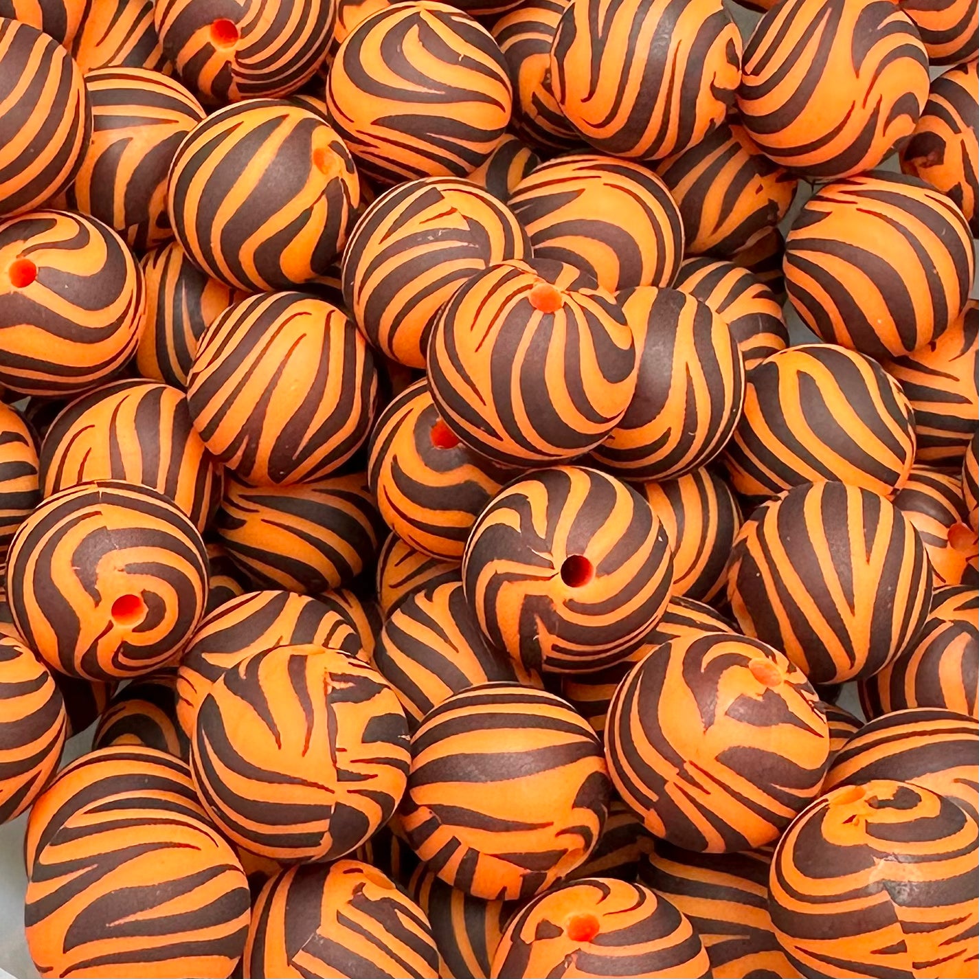 15 mm Printed Silicone Bead, Tiger