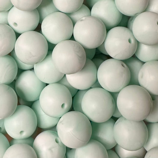15 mm Silicone Bead, Green Marble