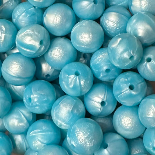 15 mm Silicone Bead, Metallic Aqua
