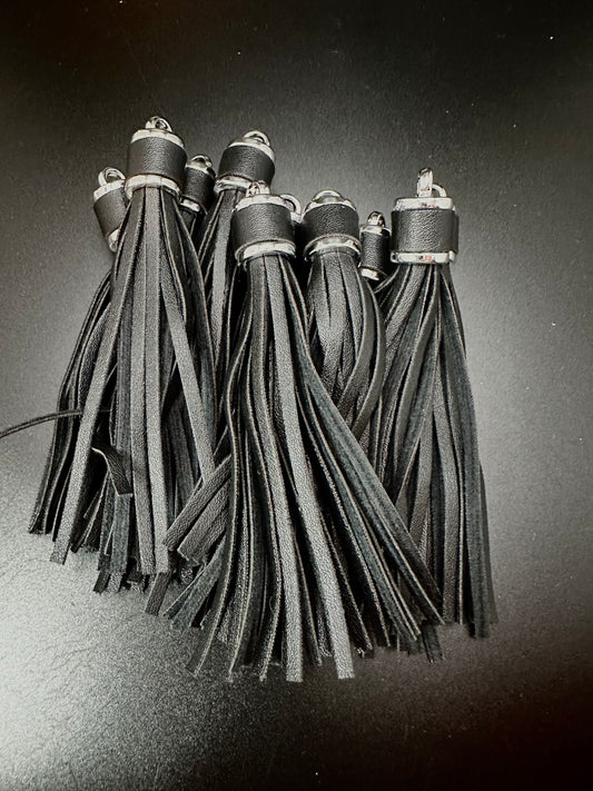 4” Leather Tassels, Black