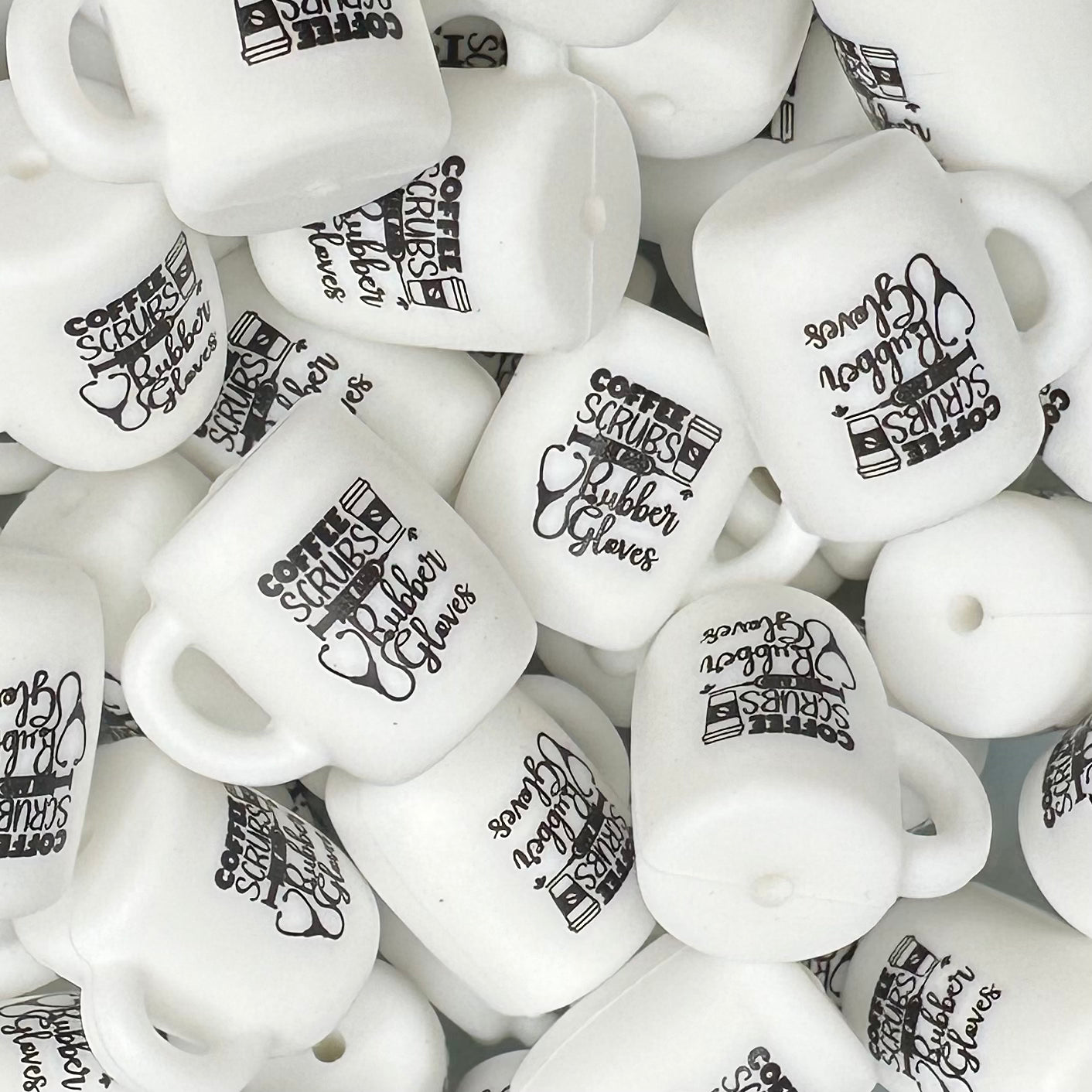 Focal Bead, Silicone Coffee Cup Bead, Coffee Scrubs Rubber Gloves