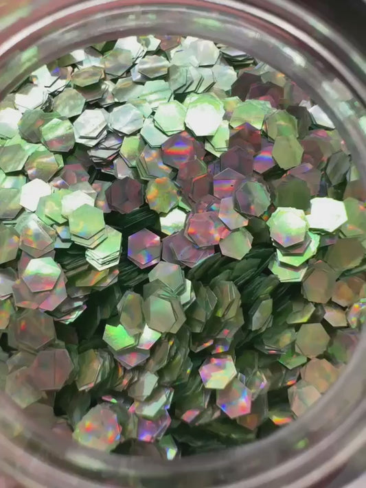 Silver Leaf Cats Eye Holographic Chunky Glitter