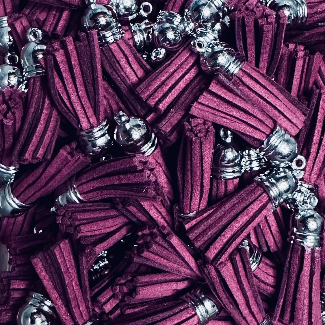 Leather Tassels, Aubergine