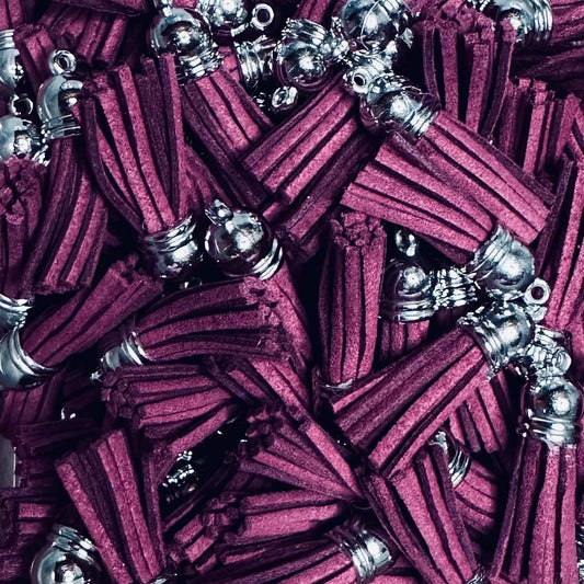 Leather Tassels, Aubergine