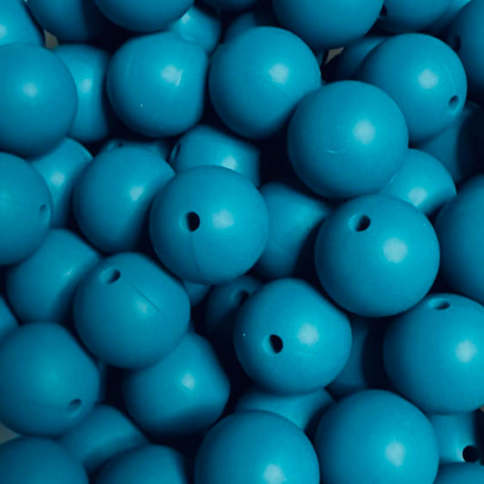 15 mm Silicone Bead, Blue Green