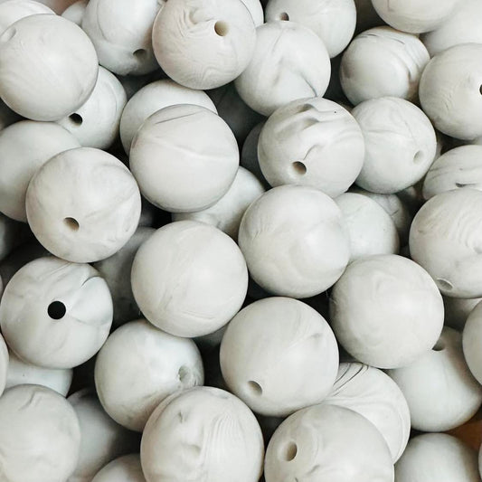 15 mm Silicone Bead, Gray Marble