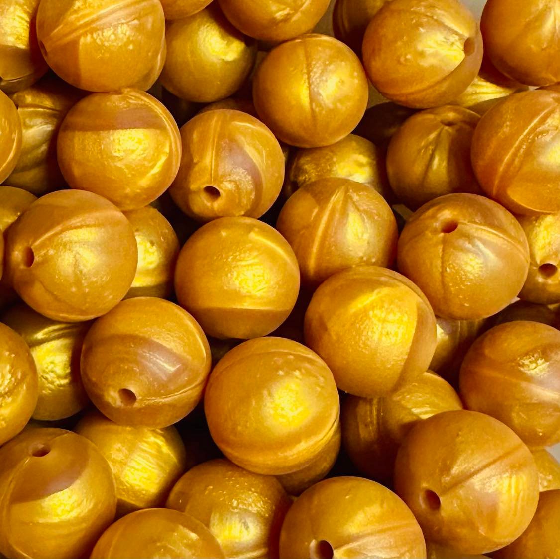 15 mm Silicone Bead, Metallic Gold