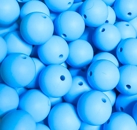 15 mm Silicone Bead, Powder Blue