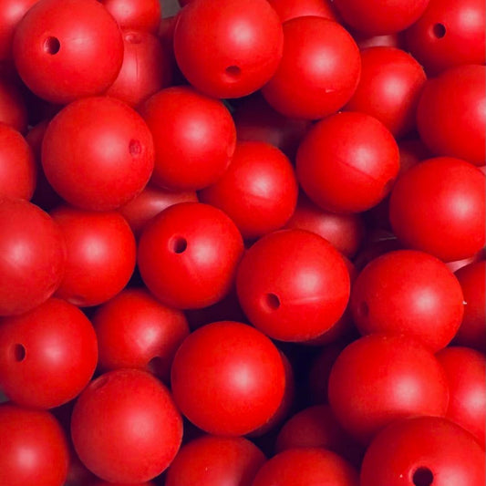 15 mm Silicone Bead, Scarlet Red