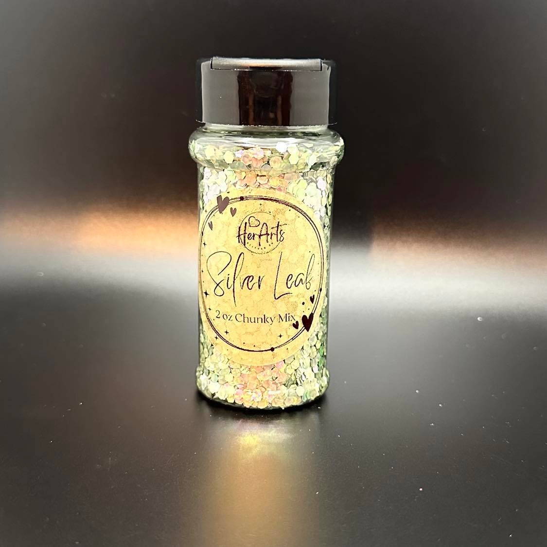 Silver Leaf Cats Eye Holographic Chunky Glitter