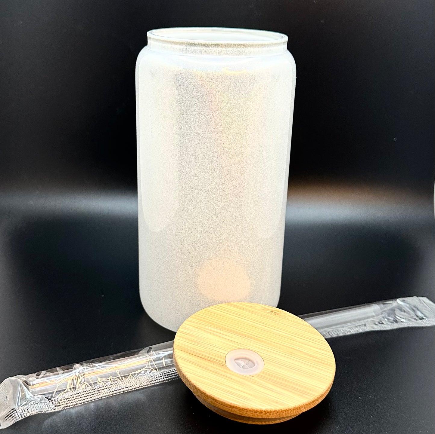 16 oz. White Shimmer Glass Can