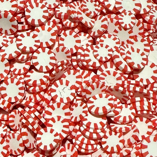 Polymer Clay Slices, Red Peppermint Candies