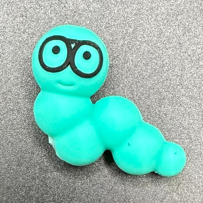 Focal Bead, 3D Book Worm (Choose Color)