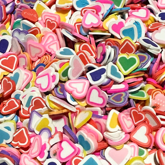 Polymer Clay Slices, Multi Color Hearts