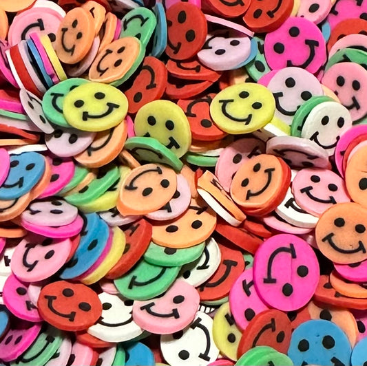 Polymer Clay Slices, Multi Color Smiley Faces