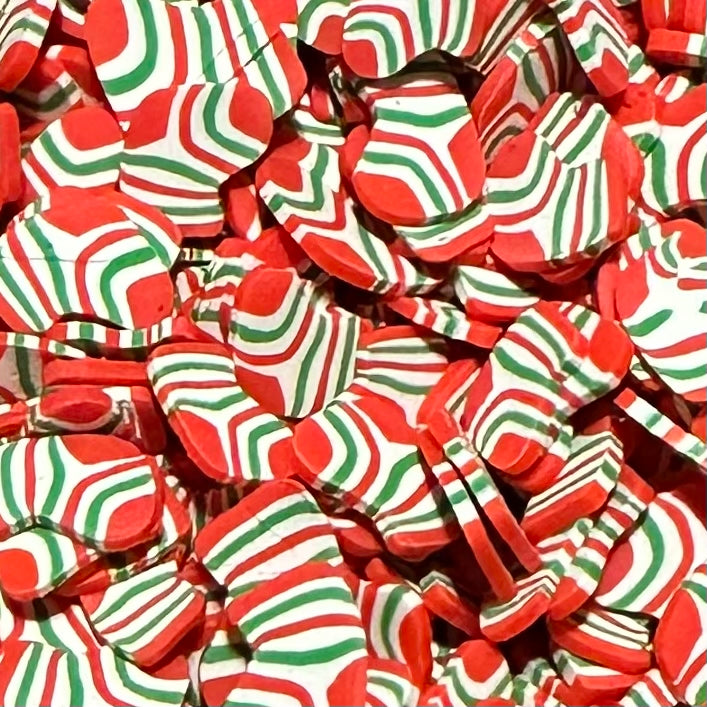 Polymer Clay Slices, Red and Green Stockings